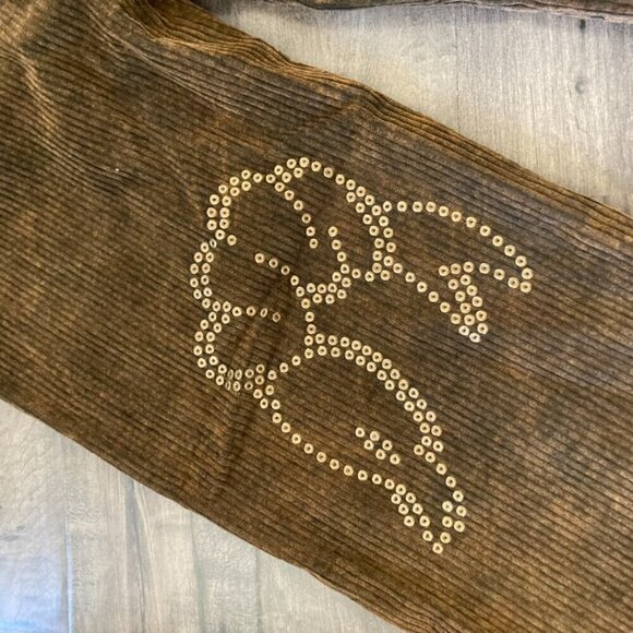NWT Mundaka Free People Studded Corduroy Jeans Brown Sz 8/L - Picture 9 of 10